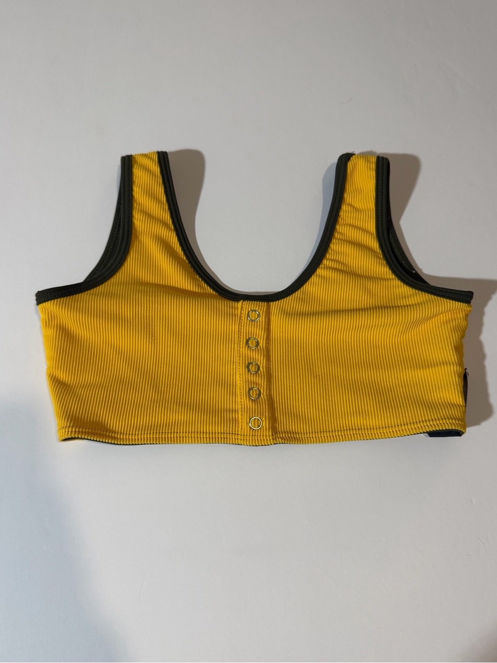 Yellow & Army green ribbed Tiger Friday top YL
